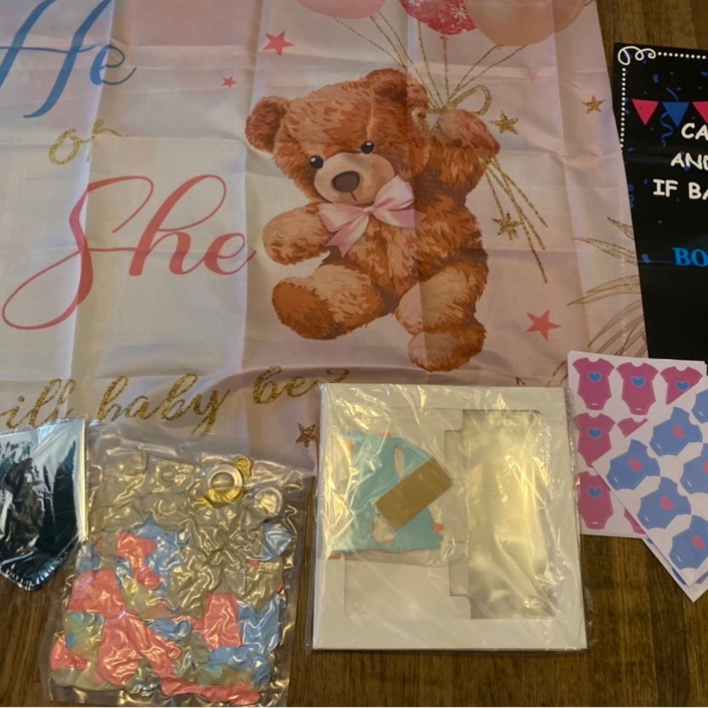 Adorable Teddy Bear Party Decoration Set - Pink and Blue
